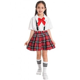 YUUMIN Enfant Fille Costume de Marin Uniforme Scolaire Anime Cosplay Déguisement Écolière Japonaise Ensemble Robe & Accessoir