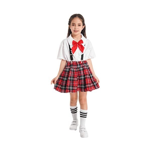 YUUMIN Enfant Fille Costume de Marin Uniforme Scolaire Anime Cosplay Déguisement Écolière Japonaise Ensemble Robe & Accessoir