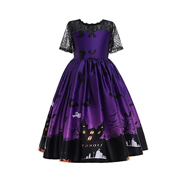 Xiaojiu DéGuisement Enfant Fille Deguisement Halloween Enfant Sorciere,Costume Halloween 3 Ans Robe De Noel Fille 6 Ans Degui
