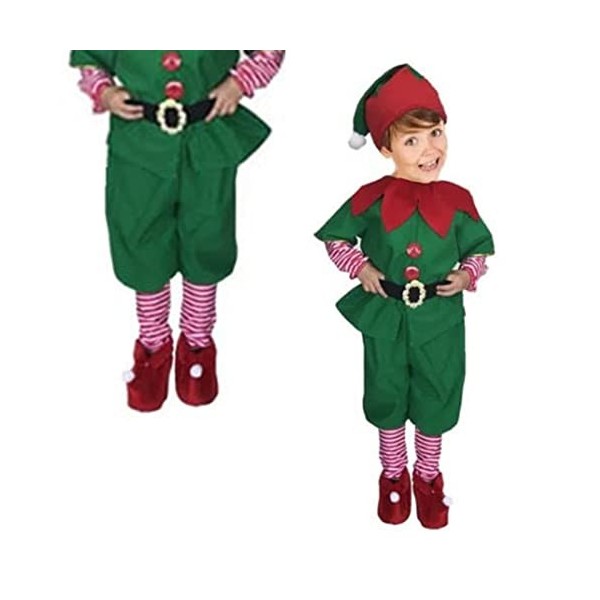 Syrisora ​​enfants Costume DElfe de Noël Ceinture Chapeau Elfe Costumes de Noël pour Garçon Fille Cosplay Performance