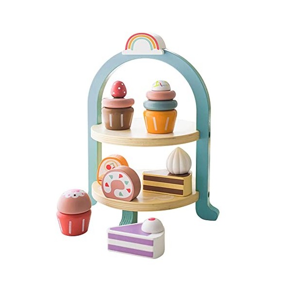 Ensemble de Nourriture Miniature pour Maison de Poupée, Jouets de Miniatures Alimentaires en Bois Jeu de Rôle Mini Gâteau Kit