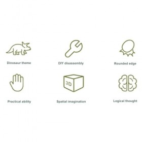 Okuyonic Jouet Dinosaure avec Coffre, 3 Pièces, Jouet Dinosaure de Construction à Articulations Flexibles avec Bord Arrondi p