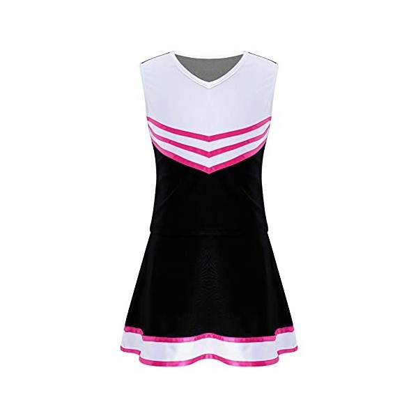 TiaoBug Enfant Fille Déguisement Pom-Pom Girl Costume Halloween Carnaval Uniforme Cheerleading Robe Danse Gymnastique avec Po