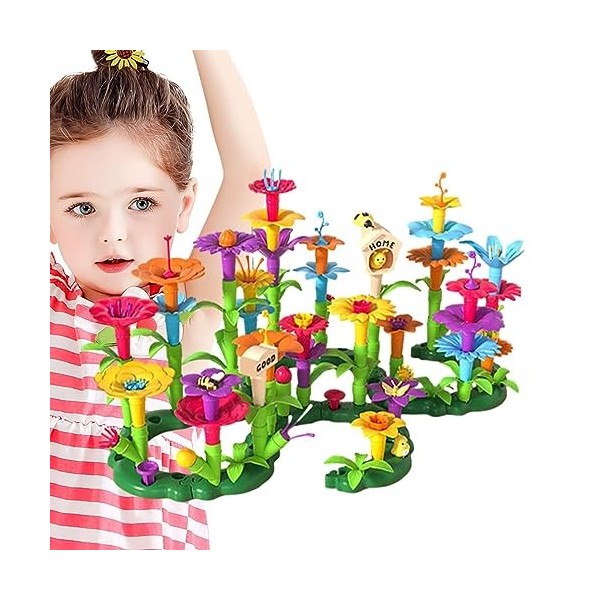 heshi Jouets empilables de Fleurs | Jeu dempilage de Jouets de Blocs de Fleurs de Jardin,Jeu dempilage de Construction de F