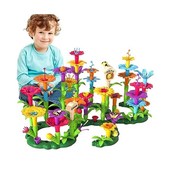 ZONEWD Ensembles de Jouets de Blocs de Jardin de Fleurs | Jeu dempilage de Jouets de Blocs de Fleurs de Jardin,Jeu dempilag