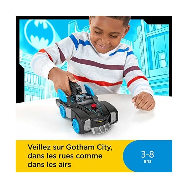 ​Fisher-Price Imaginext DC Super Friends Bat-Tech Batmobile, Transforming Push-Along Vehicle with Light-Up Batman Figure for 