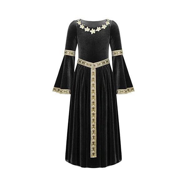 ranrann Robe Renaissance Fille Enfant Déguisement Médiéval Princesse Costume dHalloween Fête Carnaval Cosplay Halloween Tenu