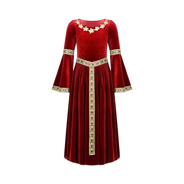 ranrann Robe Renaissance Fille Enfant Déguisement Médiéval Princesse Costume dHalloween Fête Carnaval Cosplay Halloween Tenu