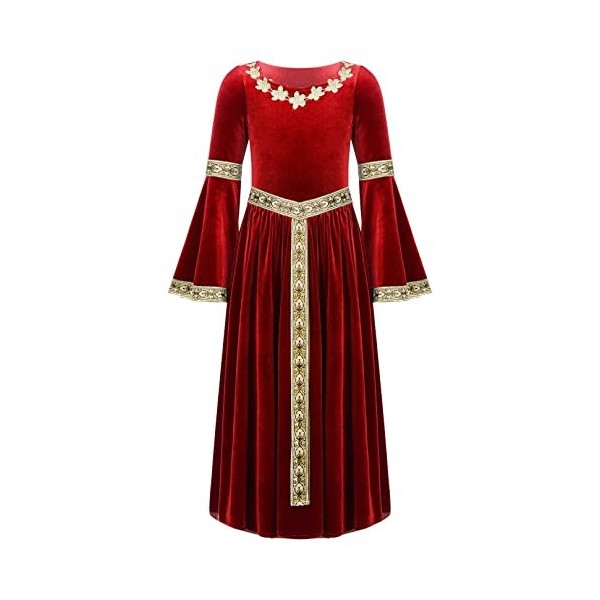 ranrann Robe Renaissance Fille Enfant Déguisement Médiéval Princesse Costume dHalloween Fête Carnaval Cosplay Halloween Tenu