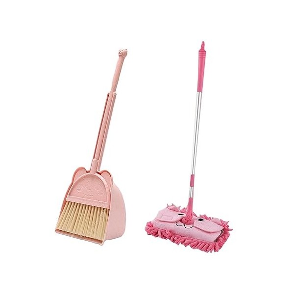 Colcolo Vadrouille Enfants Balai et Pelle à poussière Ensemble Jouets de Nettoyage Cadeau Nettoyage Balayage Jeu Ensemble Enf