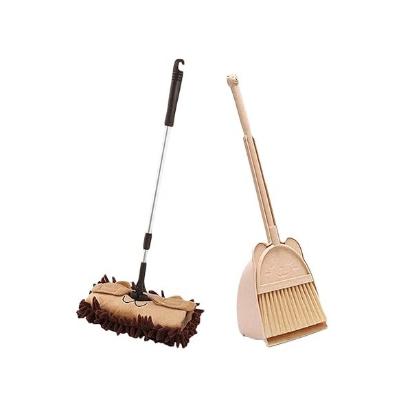 Colcolo Vadrouille Enfants Balai et Pelle à poussière Ensemble Jouets de Nettoyage Cadeau Nettoyage Balayage Jeu Ensemble Enf