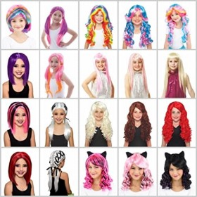 Perruque longue rose pastel avec frange pour cosplay et enfant pour femme, sirène, princesse - Pour conte de fées, manga, Hal