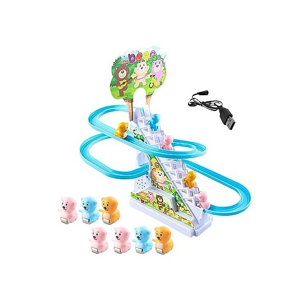 MagiDeal Ours Course Piste Jeu Piste Toboggan Jouets Musique avec Musique éducatif Montessori Jouet Piste Jeu Ensemble pour g