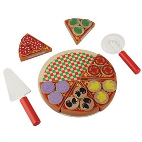 Dilwe Jouets de Bricolage en Bois pour Pizza aux Légumes, Faire Semblant de Couper Les Aliments, Jouets de Jeu de Rôle pour E