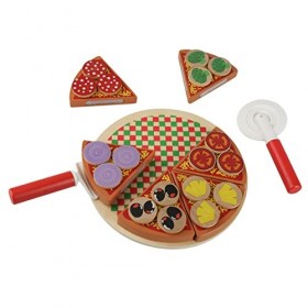 Dilwe Jouets de Bricolage en Bois pour Pizza aux Légumes, Faire Semblant de Couper Les Aliments, Jouets de Jeu de Rôle pour E