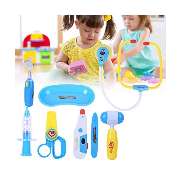 Acouto 9 Pcs Enfants Médecin Playset Éducatif Faire Semblant Outil Préscolaire Jeu de Rôle Jeu Jouets Faire Semblant en Bois 