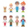 CoComelon Ensemble de 8 Figurines familiales Deluxe – Comprend JJ, Tom Tom, Yoyo, Bingo, Papa, Maman, Grand-père, Grand-mère 