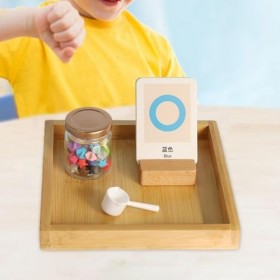 MagiDeal Jouets de reconnaissance des couleurs, pot détoiles, tri des couleurs, jouets Montessori en bois assortis, cuillère