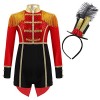 dPois Déguisement Monsieur Loyal Fille Enfant Justaucorps Gymnastique Manches Longues Costume Cirque Serre-Tête Halloween Noë