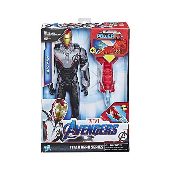 Marvel Avengers – Figurine Marvel Avengers Endgame Titan Power FX – Iron Man et Power Pack - 30 cm - Parle en français - Joue