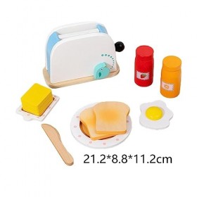 perfk Jouet de Machine à Jouet de Cuisine en Bois Jouet de Jeu de rôle Cosplay avec Accessoires de Cuisine Simulation Interac