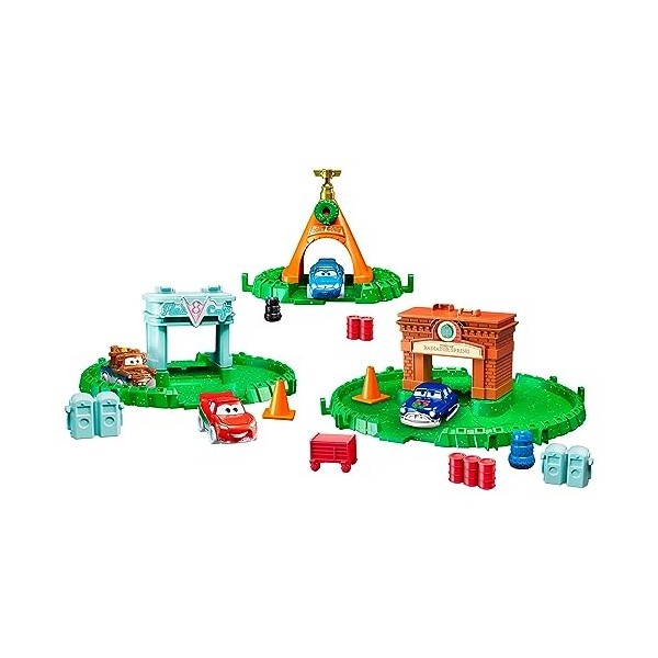 Disney Pixar Cars Calendrier De L’Avent Mini Racers Avec 4 Mini Voitures Aux Couleurs De L’Hiver Et 21 Éléments, Avec Piste E