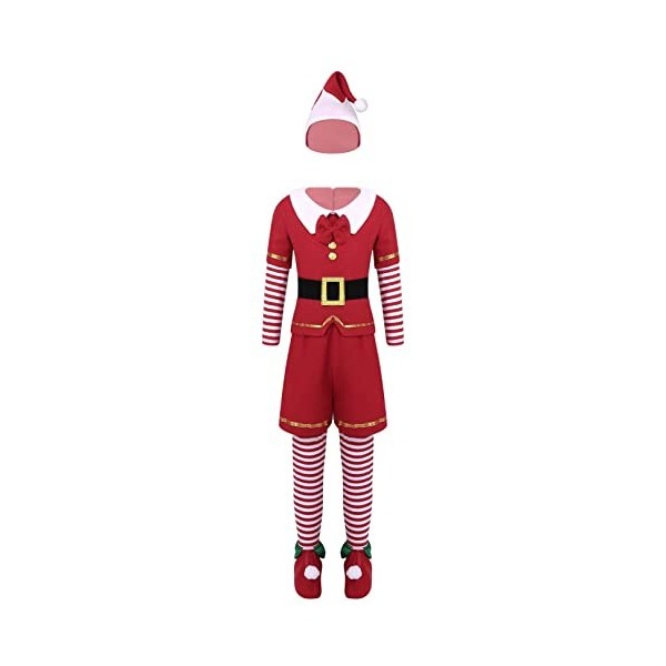 ranrann Déguisement Père Noël Enfant Unisexe Garçon Fille Costume Père Noël Tenue Lutin Cosplay Spectacle Party Cadeau Noël 3