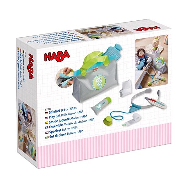 HABA - Ensemble Mallette de docteur - Jeux dimitation en tissu - 3 ans et plus - 306206