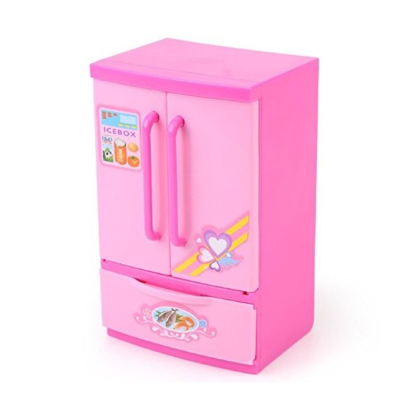 Enfant Jouet dImitation Mini Réfrigérateur Rose en Plastique Rôle Jouet reative Petits appareils ménagers Modèle Jouets Éduc