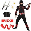 MYYBX Halloween Costume Ninja Costume Ninja Enfant Costume Power Ninja Costume Enfant Costume Enfant Halloween Noir et Rouge 