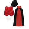 YiZYiF Déguisement Magicien Enfant Fille Garçon Unisexe Costume Carnaval Halloween Cape Chapeau Gilet Paillette Brillante Gan