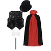 YiZYiF Déguisement Magicien Enfant Fille Garçon Unisexe Costume Carnaval Halloween Cape Chapeau Gilet Paillette Brillante Gan