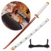 Épée Danime En Bambou Épée De Samouraï Rengoku Kyoujurou De Epee En Demon Slayer Katana Japonais, 76cm/104cm Lame En Bois Po