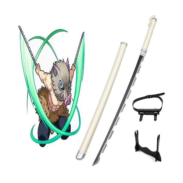 RYPDKM Demon Slayer Sword en Bois, Épée De Samouraï 75cm/104cm Lame De Bambou Katana Japonais Anime Cosplay Couteau Hashibir