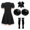 TiaoBug Enfant Fille Déguisement Pom-Pom Girl Costume Halloween Carnaval Uniforme Cheerleading Robe Danse Gymnastique avec Po