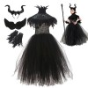 oula Costume Maléfique Enfan-t | Costume De Princesse Malefique Pour Filles | Tutu Robe Maille Pour Evil Queen Cosplay | Cosp