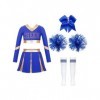 Mufeng Deguisement Pompom Girl Enfant, Uniforme de Pompom Girl Fille, Costume Cheer leader Enfant avec Pompoms, Cosplay Costu