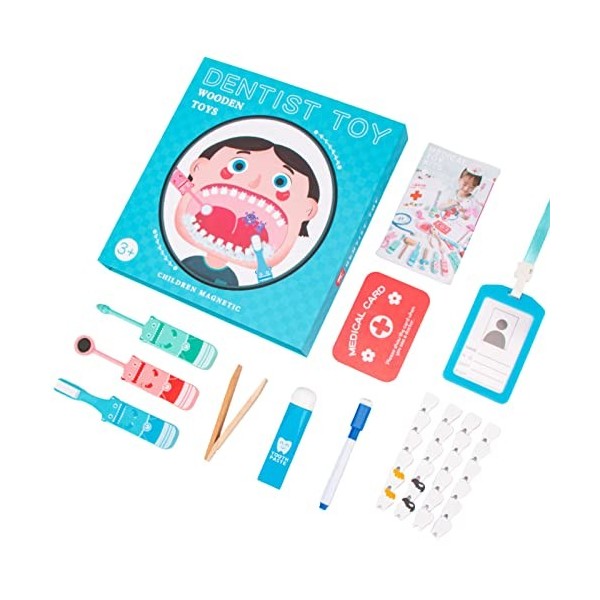 Pomurom Kit dentiste - Jouet dentaire avec dents - Kit de jeu de médecin pour enfants, école, salle de classe, Halloween, Noë