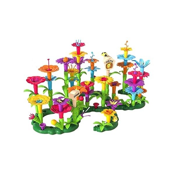 Oldmoom Jouets de Construction de Jardin de Fleurs,Jeu dempilage de Jouets de Blocs de Fleurs de Jardin - Jeu dempilage de 