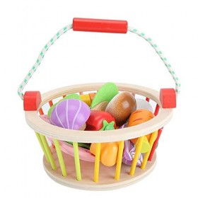 Bicaquu Fruits Légumes Playset Enfants Jouet Éducatif en Plastique Coloré Découper Playset, Faire Semblant Jouer Jouet Cuisin