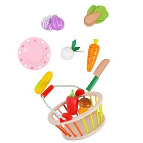 Bicaquu Fruits Légumes Playset Enfants Jouet Éducatif en Plastique Coloré Découper Playset, Faire Semblant Jouer Jouet Cuisin
