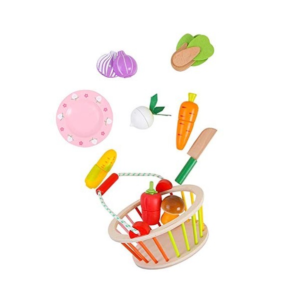 Bicaquu Fruits Légumes Playset Enfants Jouet Éducatif en Plastique Coloré Découper Playset, Faire Semblant Jouer Jouet Cuisin