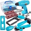 HERSITY Malette Outils Bricolage Enfant avec Perceuse et Visseuse Jouet Jeu dImitation Cadeau pour Enfant Garçons Filles 3 4