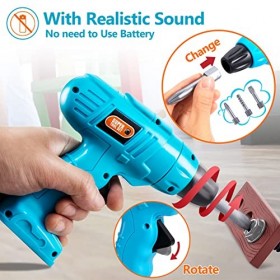 HERSITY Malette Outils Bricolage Enfant avec Perceuse et Visseuse Jouet Jeu dImitation Cadeau pour Enfant Garçons Filles 3 4