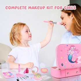 Maquillage Enfant Filles, Lavable Malette Maquillage Jouet pour Enfant, Coffret Maquillage de Princesse Fille Makeup Set, Cad