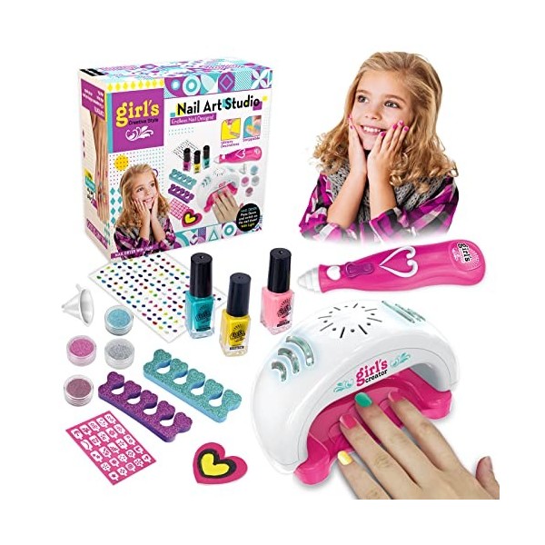 Cadeau Pour Filles Enfant 8 9 10 ans, Kit Vernis Enfant Pour Maquillage Fille 6 7 8 9 10 12 Ans Kit Manucure pour Enfant Jeux