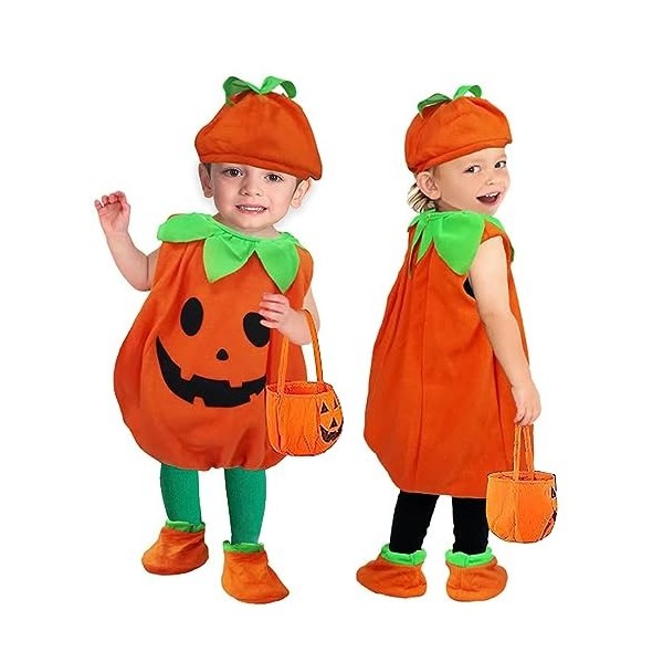 Déguisement Citrouille Enfant, Costume Citrouille, Costume dHalloween Approprié pour les Enfants Garçon Fille Cosplay Party 