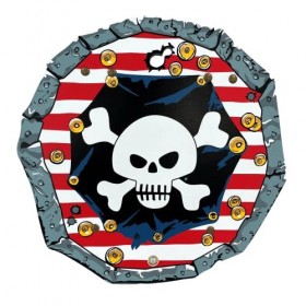 Liontouch - Bouclier Pirate - Capitaine Rayure Rouge | Jouet en Mousse dimitation avec Motif de crâne | Armes sûres et Armur