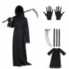 NEWUPZSI Costume de Faucheur Unisexe pour Enfants,Grim Reaper Costume pour jeu de rôle,Ensemble de costumes de faucheuse dHa
