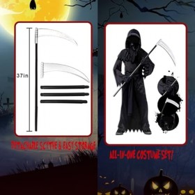 NEWUPZSI Costume de Faucheur Unisexe pour Enfants,Grim Reaper Costume pour jeu de rôle,Ensemble de costumes de faucheuse dHa